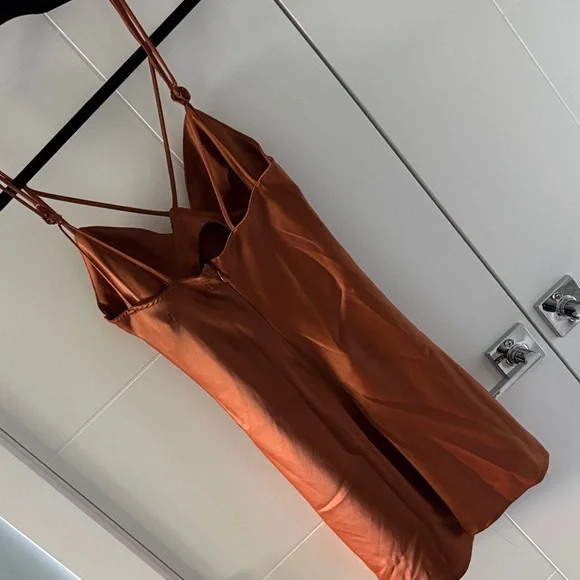Rust Orange Slip Dress - Picture 2 of 3